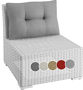 sunnypillow Loungekissen Gartenkissen Rückenkissen für Gartenmöbel Rattanmöbel | UV - beständig Outdoor/Indoor | 60x40x12 cm | Grau | Dicke 12cm | Polsterauflagen Kissen für Rattansessel