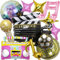Huaxintoys 80/90er Jahren Party Dekorationen Hip Hop Party Retro Aufblasbares Radio Boombox Mikrofon Kameras Back To The 90s Musiknote Luftballons 80/90er Themenparty Disco Geburtstagsfeier
