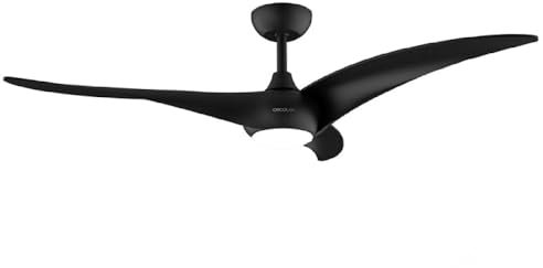 Cecotec Ventilador de Techo con Luz EnergySilence Aero 5295 Black. 40W, Motor DC, 54 pulgadas, Luz LED de 15W, 3 Tonalidades seleccionables, 3 Aspas, Temporizador Programable