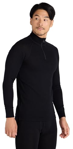 Mountain Warehouse Merino Mens Zip Neck Base Layer Top | Lightweight & Comfortable Merino Wool Long Sleeve T-shirt for Longer Wears, Thermal Underlayer for Winter & Everyday Wear