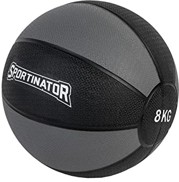 SPORTINATOR® Training Medizinball in grau/schwarz, mit Gewichtsangabe auf dem Ball, ideal für das Kraft- und Konditionstraining. Größe 1 bis 10, Gewicht von 1 kg bis 10 kg (8)