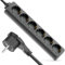 deleyCON 6 Fach Steckdosenleiste mit Flachstecker Stromleiste für Innenbereich 3,0m Kabel Flachkontakt-Stecker Robustes Kunststoffgehäuse Schwarz
