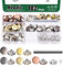 Keadic Juego de 202 botones de repuesto de 5 colores sin costura con base de metal, botones de metal de 17 mm, remaches de rosca, cierre a presión para jeans, pantalones, chaquetas, abrigos