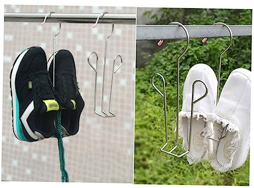 CLISPEED Schuhtrockner 2 Stück Heimhaken Edelstahl Haushalt Trocknen Silber Regal Hängeaufhänger Organizer Rack Kleiderbügel Schuhe Stahl