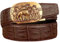 NALANY Herren Gürtel, Leder mit Krokodil-Prägung Ratsche Automatik Gürtel für Männer Ledergürtel Breite 3.5cm Geschnitztes 5 Wild Wolf Ratschenschnalle(110cm/waist:37, Brown)