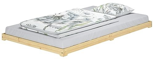 Erst-Holz®Stabiles Gästebett extra niedriges Bettrahmen Futonbett 120x200 Kiefer klar lackiert V-60.47K-12ohne Zubehör