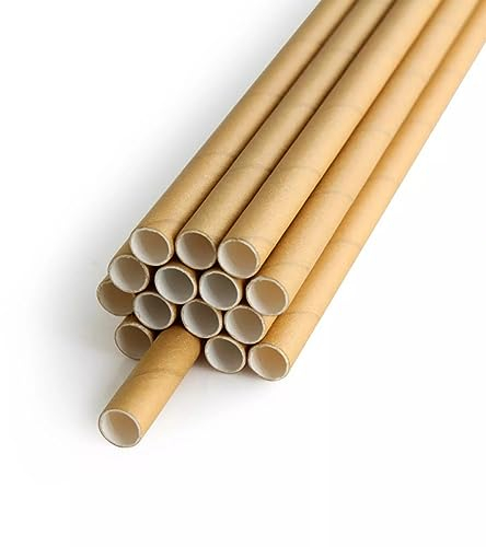 500 pailles jetables en papier kraft marron longeur 20 cm et diamètre 6 mm