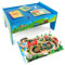 COSTWAY 2 en 1 80PCS Table Circuit de Train en Bois avec Plateau Réversible, Table Enfants avec Apparence Colorée, Coins Arrondis, Table de Jeux Train pour Enfants de 3 Ans+, 82,5x60x40cm