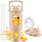 HYDRAGLAZIC 1200ML Botella Agua de Vidrio, Botella Agua Cristal Asa y Funda de Silicona, Borosilicato sin BPA con Marcador de Tiempo Inspirador,Color