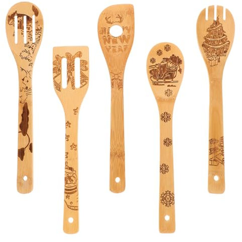HOMSFOU Home Decor 1 Set Set Di Cucchiai Di Legno Spatola Per Decorare Torte Cucchiaio Per Feste Di Natale Pentole a Cucchiaio Mestoli Forati Da Cucina Utensili Da Cucina Natalizi Suite