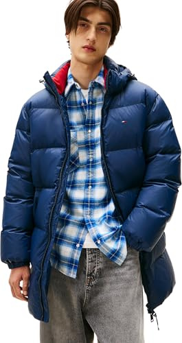 Tommy Jeans Herren Pufferjacke Essential Down Parka mit Kapuze, Blau (Dark Night Navy), XL