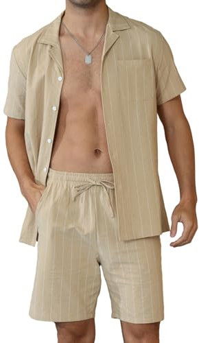 Ryehack Hawaiihemd Herren Kurzarm Casual Sommer Party Outfit Zweiteiler Hawaii Shirt und Shorts Strand Set M-3XL