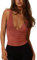 REORIA Damen Sexy Tiefe V Ausschnitt Ärmellos V Rückenfrei Tank Top Workout Yoga Crop Tops Rostig Rot M