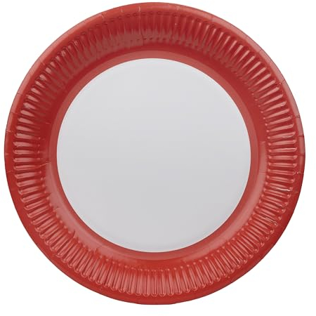 Talking Tables 8 x Red Paper Party Plates, Solid Colour Disposable Round Dishes, BBQs, Picnic, Kids Birthday Bay Shower Supplies 23cm 9inch