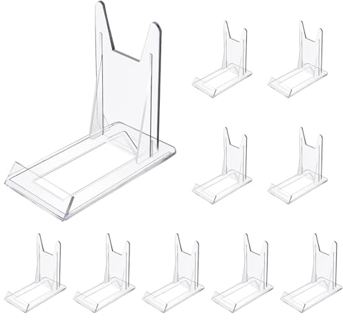 Quixotical 10 PCS Clear Plastic Display Stand, Adjustable Acrylic Plate Holder for Displaying Plates, Photos, Cookbooks, Mobile Phones, and More