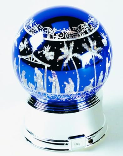 Musicboxworld MMM GmbH, 64003 Spieluhr - Silberfarbene Glitzerkugel mit Krippenszene