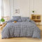 Ruccit Parure de lit 3 pièces avec housse de couette à carreaux 100 % coton lavé avec fermeture éclair et attaches de coin, douce et respirante pour très grand lit, noir
