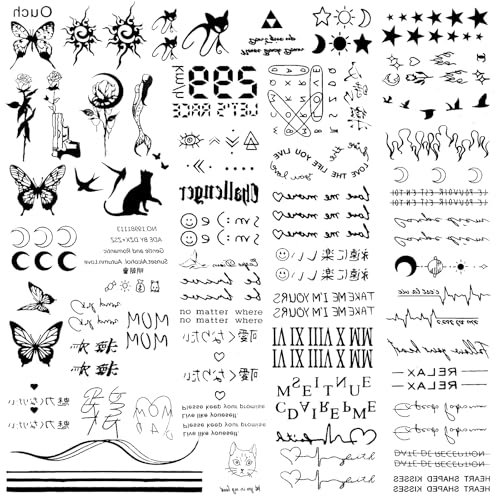 MXTIMWAN 60 Feuilles Tatouage Ephemere Autocollants,Faux Tatouage Femme, Tatouages Temporaires Imperméables Minuscules,Réalistes de Tatouage,Tatouage Temporaire Autocollant