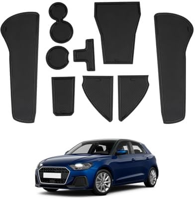 SHAOHAO For Audi A1 GB Sportback 2019-2023 2024 2025 UK Car Rubber Mats Centre Console Non-Slip Mats Drink Holder Mat, Door Slot Mat Storage Box Non-Slip Mat Car Accessories audi A1 Sportback Black