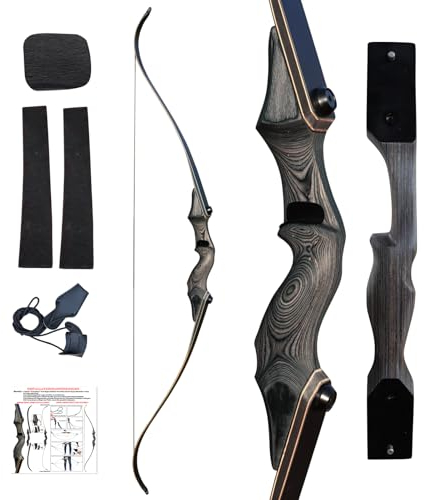 60 Zoll Einzel Bogenschießen Recurvebogen Holzbogen Erwachsene Linkshänder Praxis Jagd 30-60LB (30LB)