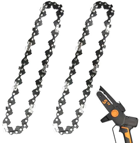 2 Pack 5 Inch Chainsaw Chain Low Kickback 5 Inch Chain Saw Chain Fit For WORX WG324, FASTCRAFT 2020X-L, 5 Replacement Chains Fits for 5 Electric Battery Powered Chainsaw