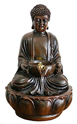 ZXFNVXC Fuentes de Agua Interior Interior/Exterior Buda Fuente de Agua de Mesa Buda Sentado Fuente de Agua Zen - Fuente de Escritorio Zen para decoración de la Oficina en el hogar Fuente de Mesa