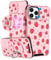 VincitoreModa for iPhone 15 Pro Max Case - [2in1] Cute Girls Women Strawberry Compatible with MagSafe Ring Stand Girly Slide Camera Cover Unique Design for Apple for iPhone 15 Pro Max Phone Case 6.7