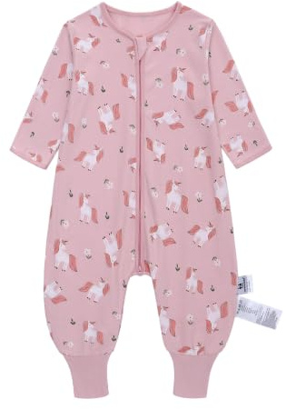 Baby Schlafsack Sommer mit Füßen 0.5 Tog 100% Baumwolle Kinder Sommerschlafsack mit Ärmel für Jungen und Mädchen