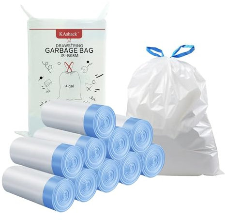 Kashack Müllbeutel 15l 250 Stück, Mit Zugband weiß Mülltüten, 25µm Extra Stark Schwerlast Reiß Feste MüLlsäCke,FüR Badezimmer, Küche, Schlafzimmer,BüRo AbfallsäCke, Schnell Verpacken MüLl 45x50cm