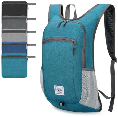 Zusentee Faltbarer Rucksack Klein, 16L Ultraleicht Wanderrucksack Damen Herren, Wasserdichter Trekkingrucksack Tagesrucksack, Rucksack Wandern für Wandern, Reisen, Radfahren und Klettern, Grün