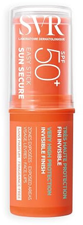SVR - NEW Easy Stick SPF50+ Visage & Corps Sun Secure - Invisible - Association de Filtres Brevetée - Résiste à L'Eau - Pour Bébé, Enfant, Adulte - Format rechargeable - Stick 10g