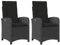 HUAKEHOM Gartensessel mit Kissen 2 STK. Gartenstuhl mit Verstellbarer Rückenlehne Liegestuhl mit Stahlrahmen Sessel Stuhl Relaxsessel Poly Rattan Schwarz Poly Rattan