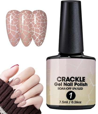 Crackle Gel Nagellack Set, Cracked Nagellack Stilvoller Crackle Gel Nail Polish Nails Art Für Den Professionellen,Heimgebrauch, Langanhaltend Und Einfach Aufzutragen, 40g