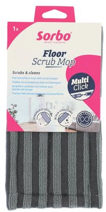 Sorbo Floor Mop with Scrub Strips - Microfibre Dweil for Stubborn Dirt - Reusable, Machine Washable - Part of the Multi-Click Line - No Detergent