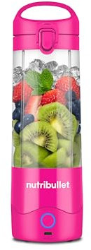 nutribullet Portable NBP003BP, tragbarer Mixer (475ml), wiederaufladbar, Mini Mixer, 4-Klingen-Messer, Tritanbecher, 15+ Zyklen pro Ladung, to-go, USB-C Aufladung, Pink