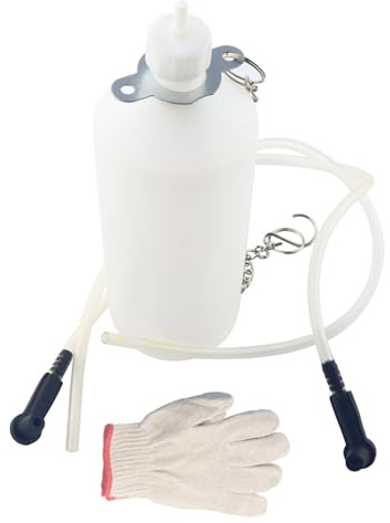 CNCYEAH 1L Auto Bremsenentlüfter Bremsflüssigkeitsbehälter Bremsenentlüfterflasche mit 2 Wurzeln 60CM Schlauch und Fäustling Bremsenentlüftungsgerät für Austausch von Bremsöl