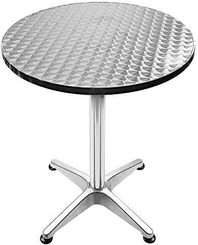 Willonin Stehtisch auf Fuß, klappbar, 60 x 60 x 70/110 cm, höhenverstellbar, aus Aluminium, Stehtisch, Möbel, Terrasse, Garten, Wohnzimmer, Küche, Bistro, Brauerei (rund)