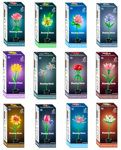 WL Blooming Blocks Buildable Flowers Build Your Own Bouquet - 105 Pieces 26cm - Pack of All 12