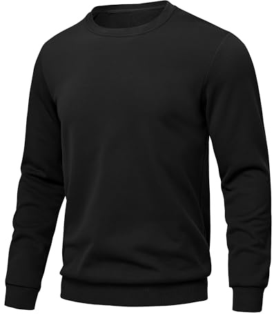 Tyhengta Mens Sweatshirts Casual Winter Fleece Sweatshirt Warm Long Sleeve Pullover Jumpers Walking Sweat Shirt Black, XL
