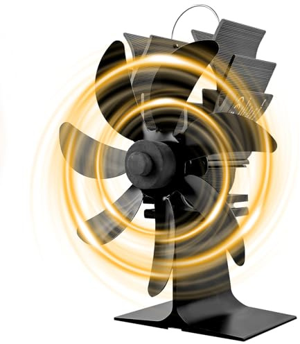 GeluEla Ventilatore magnetico per camino, ventilatore da forno senza corrente con 7 foglie, ventilatore per stufa a legna, riscaldato, silenzioso, per camino, stufa, legno/forno