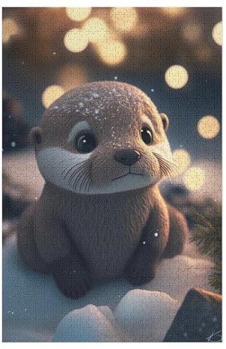 Für Erwachsene 1000-Teiliges Otter -Puzzles, Holzbrett-Puzzle, Für Kinder, Geschenke, （78×53cm）