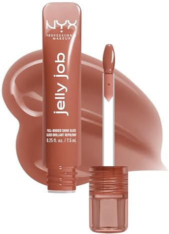 NYX PROFESSIONAL MAKEUP Jelly Job Lip Gloss, Lip Tint Gloss with Full-Bodied, Smoothing, and Hyper-Glossy Shine - Toast N' Jelly (Pale Nude)