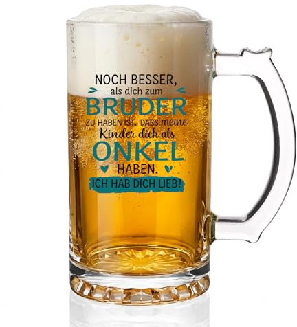 Diztoud Bruder Geschenk Bierkrug, lustiges Geburtstagsgeschenk für Onkel, Männer Geschenk zu Geburtstag, Vatertag, Weihnachten, Geschenkidee für Brüder Geschwister, Brothers, 0,5 L Bierglas mit Spruch