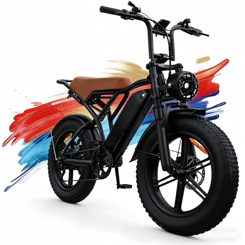 Electric Bike for Adults, 48V 15.6Ah Removable Battery Ebike with 20 Fat Tires, 7-Speed Shimano Gears, Front & Rear Suspension, Mechanical Disc Brakes, LED Headlight, 330LBS Capacity