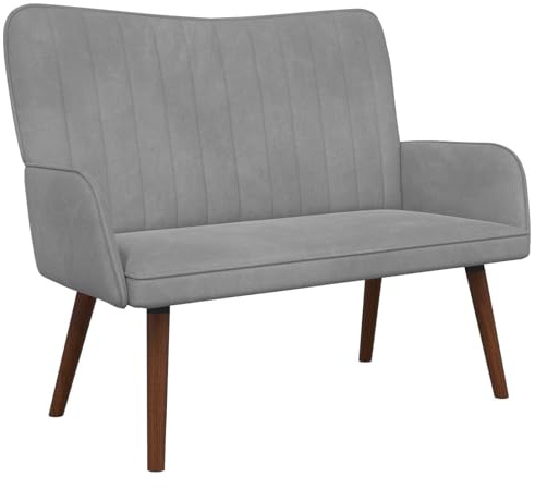 vidaXL Zweisitzer Sofa Hellgrau 115 x 61 x 87 cm Samt, Moderner Samt-Loveseat, robuster 2-Sitzer, ergonomische Couch, platzsparend für schicke Wohnzimmermöbel