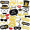 HOWAF 2025 Silvester Foto Requisiten Schwarz Gold Neujahr Photo Booth Props Hut Brille Fotobox Accessoires für Erwachsene Kinder Silvester Party Zubehör Silvester Deko 2025 Dekoration, 26pcs