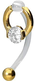 PIERCINGLINE PMFK Bananabell + acier chirurgical | Anneau + cristal de 5 mm | Piercing intime du ventre | Choix de couleurs, Acier inoxydable