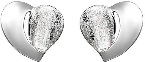 Jobo Damen Ohrstecker Herz 925 Sterling Silber eismatt Ohrringe Silberohrringe