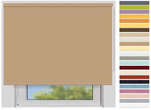 EFIXS Sichtschutzrollo Maxi - 32 mm Welle - Breiten: 40-240 cm - Höhen bis 240 cm - Hier: 180 cm x 240 cm (Stoffbreite x Höhe) - Hellbraun (4984) - lichtdurchlässig - Blickdicht