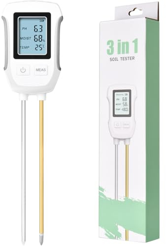 Flintronic 3 in 1 Bodentester, Boden-pH-Meter für Bodenfeuchtigkeit/pH-Tester/Sonnenlicht/Licht, Feuchtigkeitsmesser für Pflanzenerde, Garten, Bauernhof, Gemüsegarten, Rasen (ohne Akku)